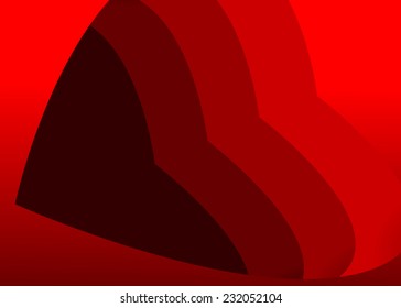 Abstract heart from different layers of shades of red color 