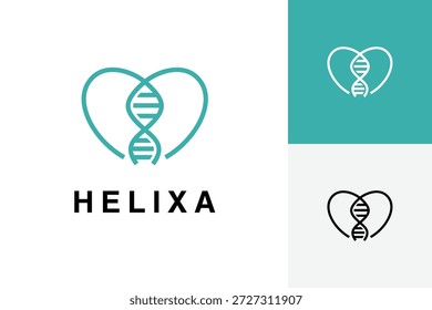 Abstract Heart DNA Logo Icon Design. Modern Genetic Love Helix Concept Symbol for Healthcare, Medical, Biotechnology, and Brand Identity Logo