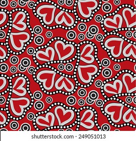 abstract heart doodle in zentangle style vector seamless pattern
