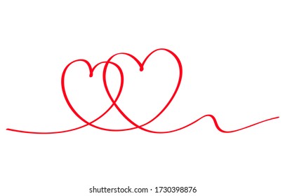 The abstract heart is drawn in one continuous line. Freehand doodle drawing. Love element for greeting cards, print, greetings. flat vector linear illustration on white background
