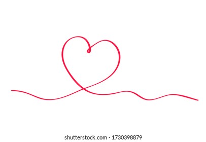 Calligraphy Red Ribbon Heart On White Stock Vector (Royalty Free) 767639485