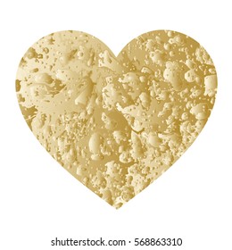 Abstract heart with Ebru texture. Marble pattern with spots and wavy curls. Vector illustration art greeting cards for Valentine's Day. Print gold foil on a white background. Suminagashi style. 