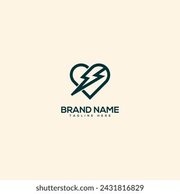 Logo abstracto del corazón y la energía. Elemento de plantilla de diseño de logotipo vectorial plano.