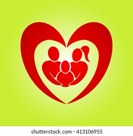 Abstract heart family vector symbol. Insurance, care concept illustration