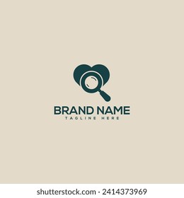 Abstract heart find logo vector logo design illustration.