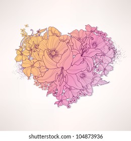 Abstract heart of flowers