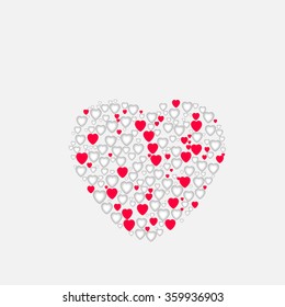 Abstract heart formed by little colored hearts