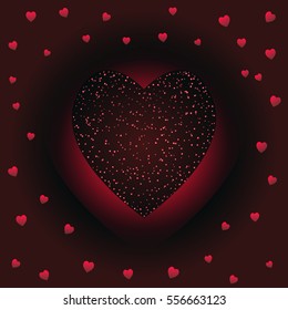  Abstract Heart Frame And Confetti. Vector Background