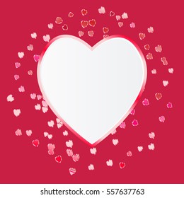  Abstract Heart Frame And Confetti. Vector Background