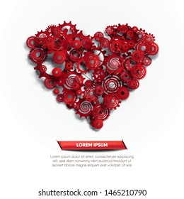 Abstract heart function system, illustrated by gears and cogs work with chain.