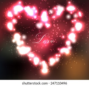 Abstract heart of the glowing lights