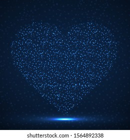 Abstract heart of glowing particles. Neon heart. Isolated vector illustration