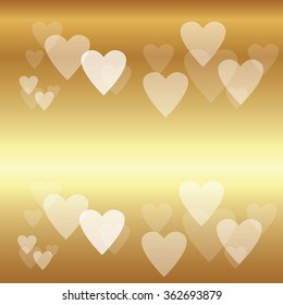 Abstract heart gold background