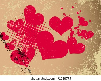Abstract heart with grunge vector illustration.