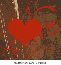 Abstract  heart with grunge vector illustration.