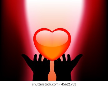 Abstract heart in hands - vector illustration