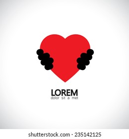 abstract heart health protection concept vector icon. This graphic also represents prevention of heart and cardiac diseases, emotional support, moral support