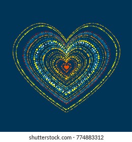 Abstract heart hot concept in boho style. Vector illustration for decoration, invitation, surface design.