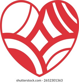 Abstract heart icon with bold red and white geometric shapes. Ideal for love-themed designs, logos, Valentine’s Day, weddings, and healthcare branding. Isolated vector for easy web and print use.