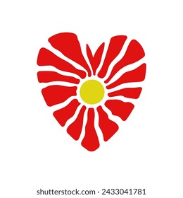 Abstract heart icon. Colored silhouette. Front view. Vector simple flat graphic hand drawn illustration. Isolated object on a white background. Isolate.