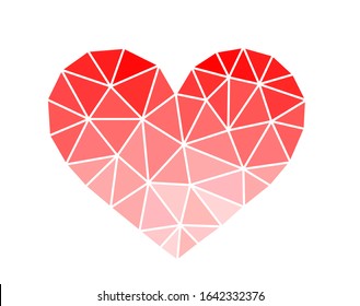 Abstract heart icon made of triangles. Vector illustration.