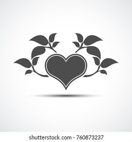 Abstract heart icon with shadow. Abstract heart and leaf logo template.