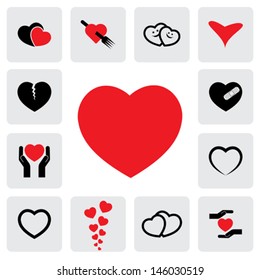 abstract heart icons ( signs ) for love, happiness- vector graphic. This love icon represents concepts of passion, platonic love, break-up, healing & protection of heart's health, prevention