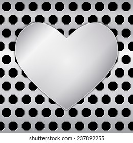 Abstract heart isolated on background metal texture, vector background