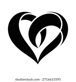 Icono Abstractas del logotipo de la hoja del corazón en negro