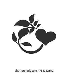 Abstract heart and leaf logo template.
