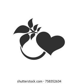 Abstract heart and leaf logo template.

