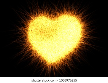 Abstract Heart from light particles, neon glowing lines. Vector graphic design.