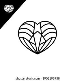 Abstract heart with line art style design vector template