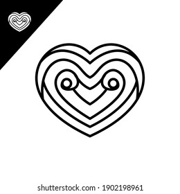 Abstract heart with line art style design vector template