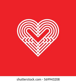 Abstract heart, line design, love vector, twisted lines valentine concept.
