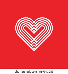 Abstract heart, line design, love vector, twisted lines valentine concept.