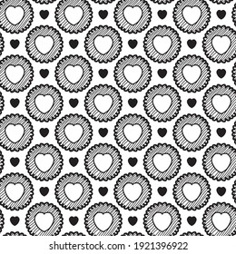 ilustración vectorial de doodle de línea de corazón abstracta Fondo de pantalla de diseño de fondo de patrón sin fin