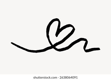 Abstract heart line drawing. Simple heart sketch. Minimalist heart art. Black line on white background. Artistic heart line illustration. Doodle shape vector.