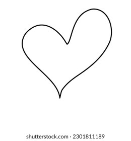 abstract heart line hand drawn, love sign