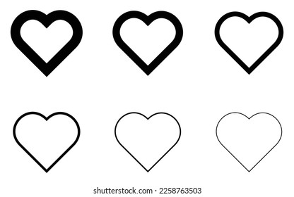 Resumen Icono lineal del corazón. Símbolo del día de San Valentín. Colección vectorial de corazón.