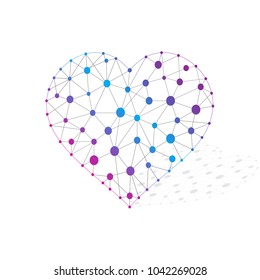Abstract heart from lines and dots on a white background. Vector illustration.