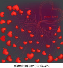 Abstract heart from lines and is a lot of small hearts