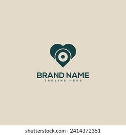 Abstract heart and location logo vector logo design illustration.