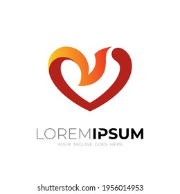 Logo abstracto del corazón con estilo 3d , ilustración del icono del amor
