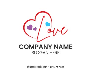 Abstract heart logo combination. Premium love logotype design template.