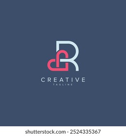 Abstract Heart Logo Design. Initial R Letter Concept.