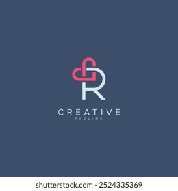 Abstract Heart Logo Design. Initial R Letter Concept.