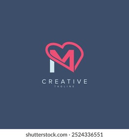 Abstract Heart Logo Design. Initial M Letter Concept.