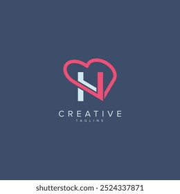 Diseño de logotipo de corazón Abstractas. Concepto inicial de letra H.