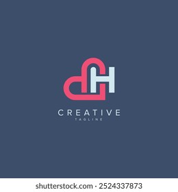 Abstract Heart Logo Design (em inglês). Conceito inicial da letra H.